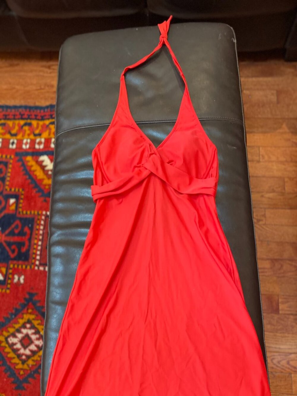 Athleta red halter exercise and swim dress, size L